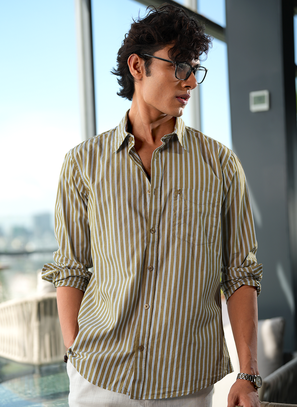 Brown And White Cotton Full Sleeve Shirt – Kairo