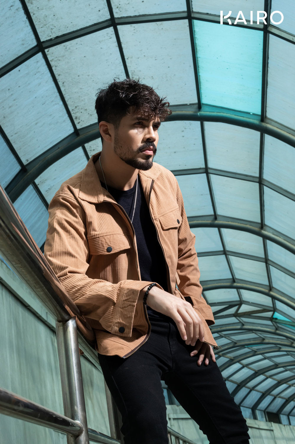 Brown Color Code Fabric Double Part Jacket