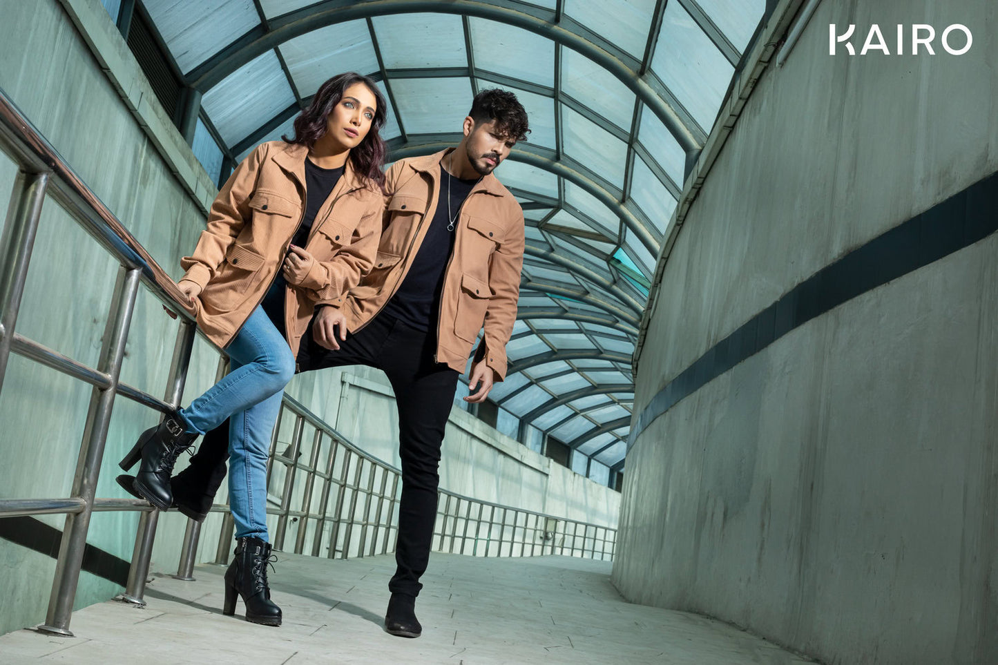 Brown Color Code Fabric Double Part Jacket