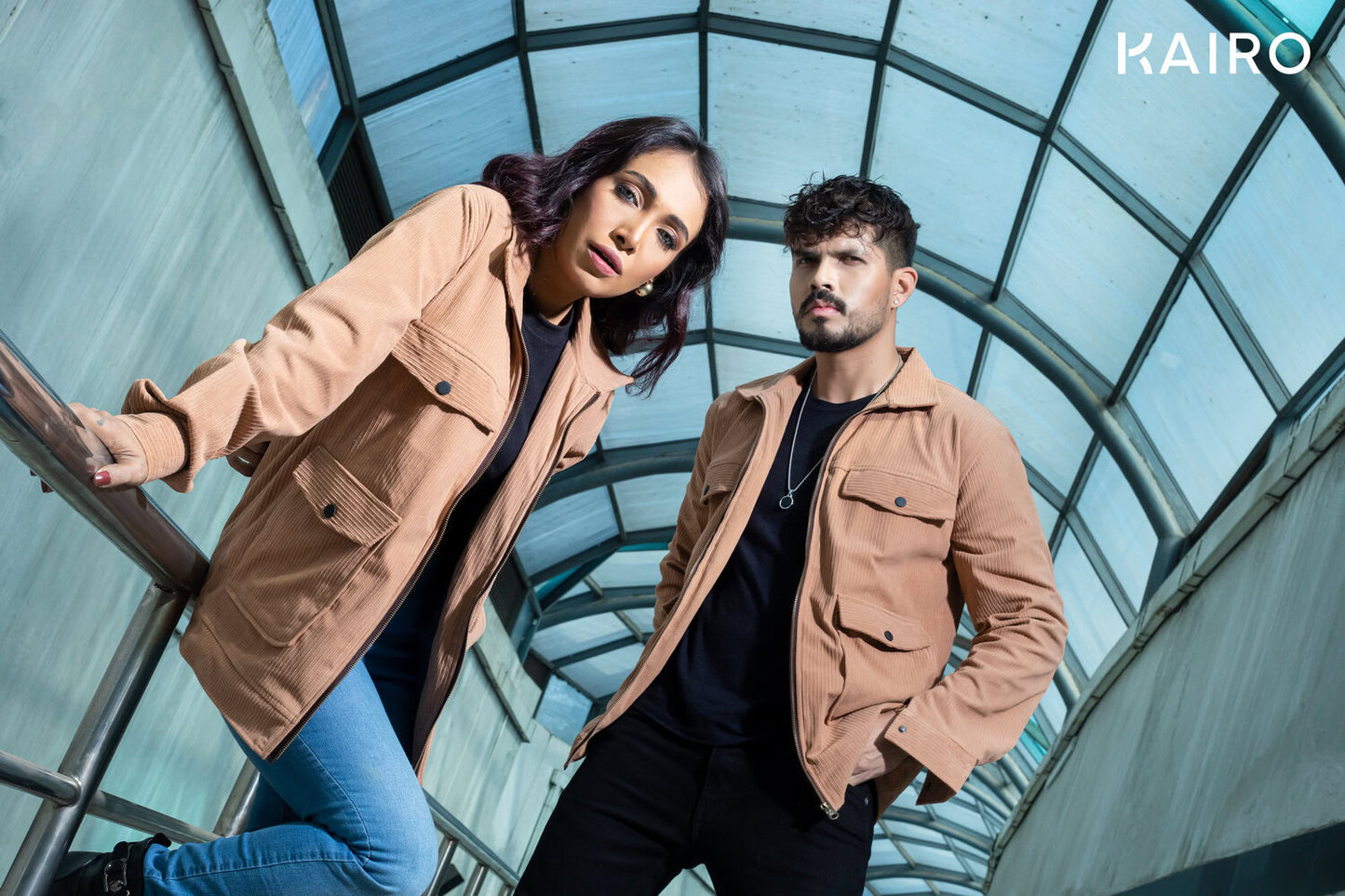 Brown Color Code Fabric Double Part Jacket