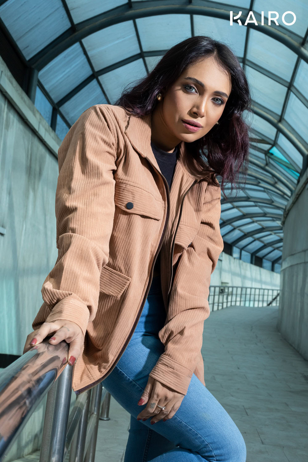 Brown Color Code Fabric Double Part Jacket