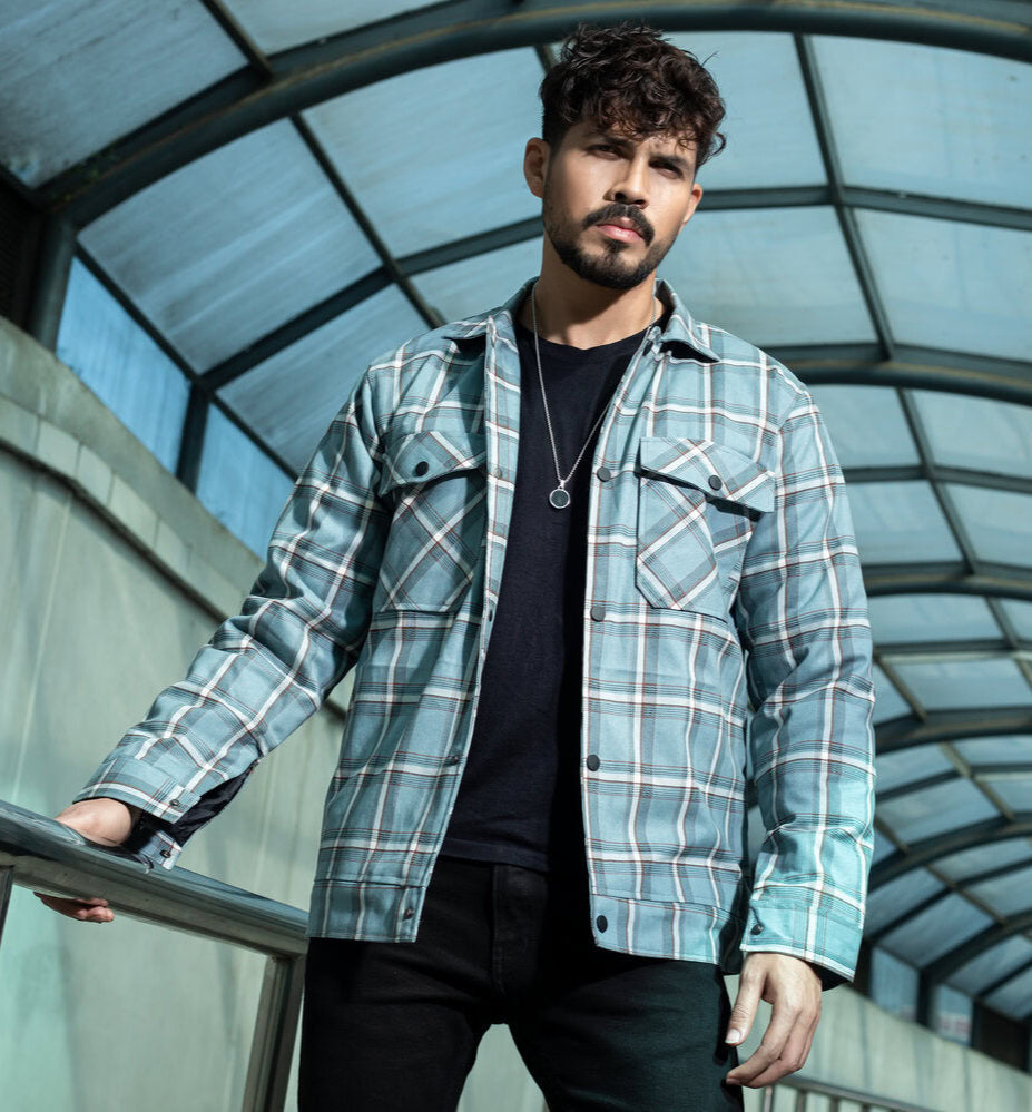 Iceberg Blue Check Double Part Jacket