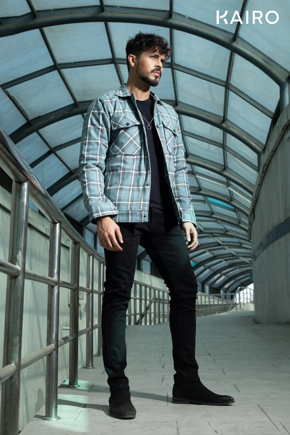 Iceberg Blue Check Double Part Jacket