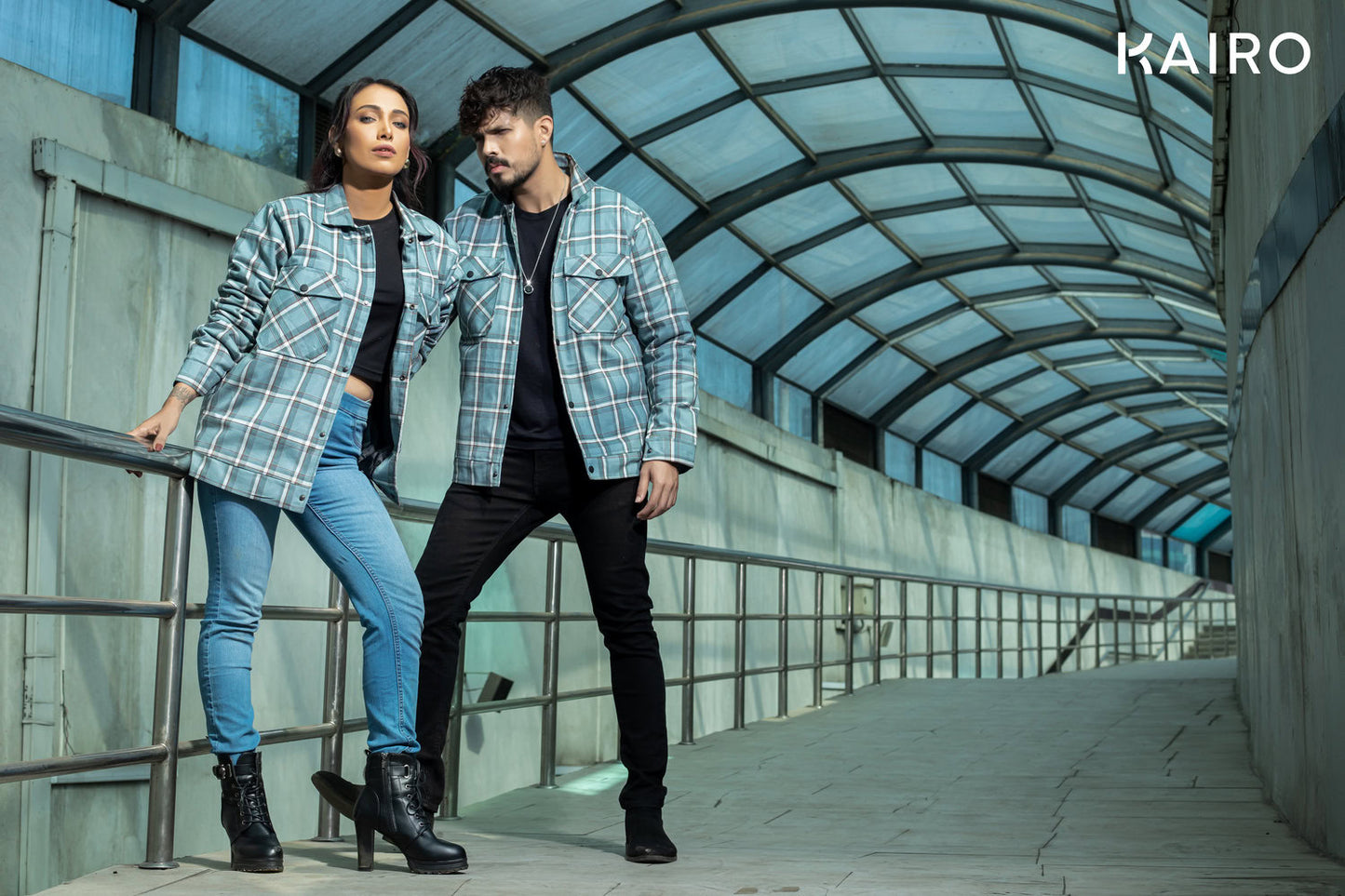 Iceberg Blue Check Double Part Jacket