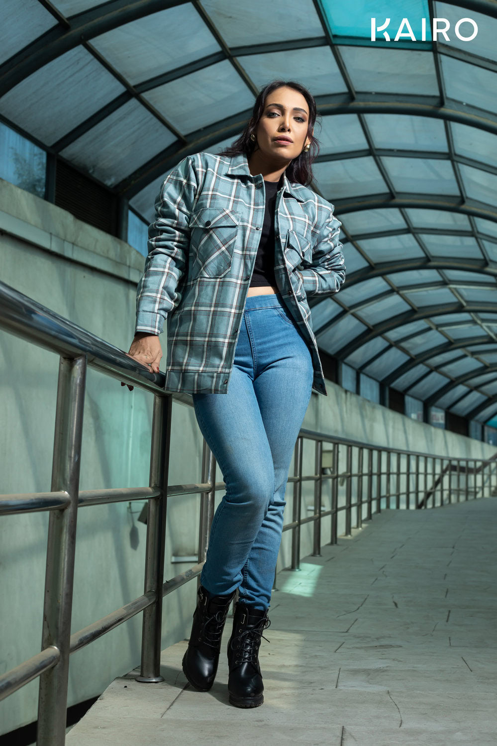 Iceberg Blue Check Double Part Jacket