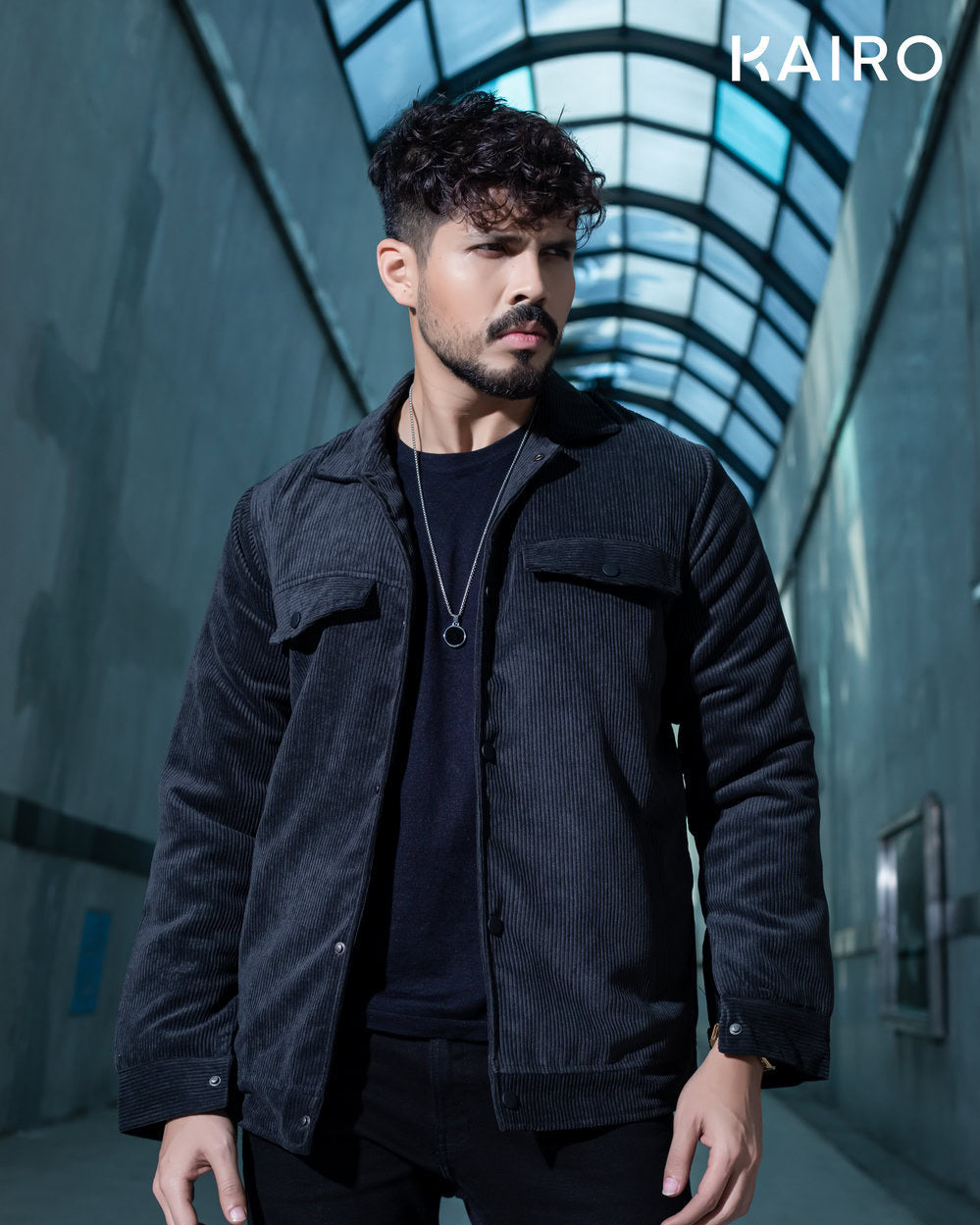 Black Color Code Fabric Double Part Jacket