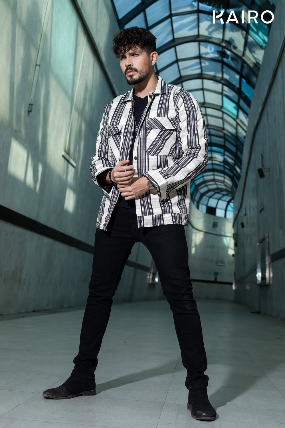 Monochrome Check Double Part Jacket