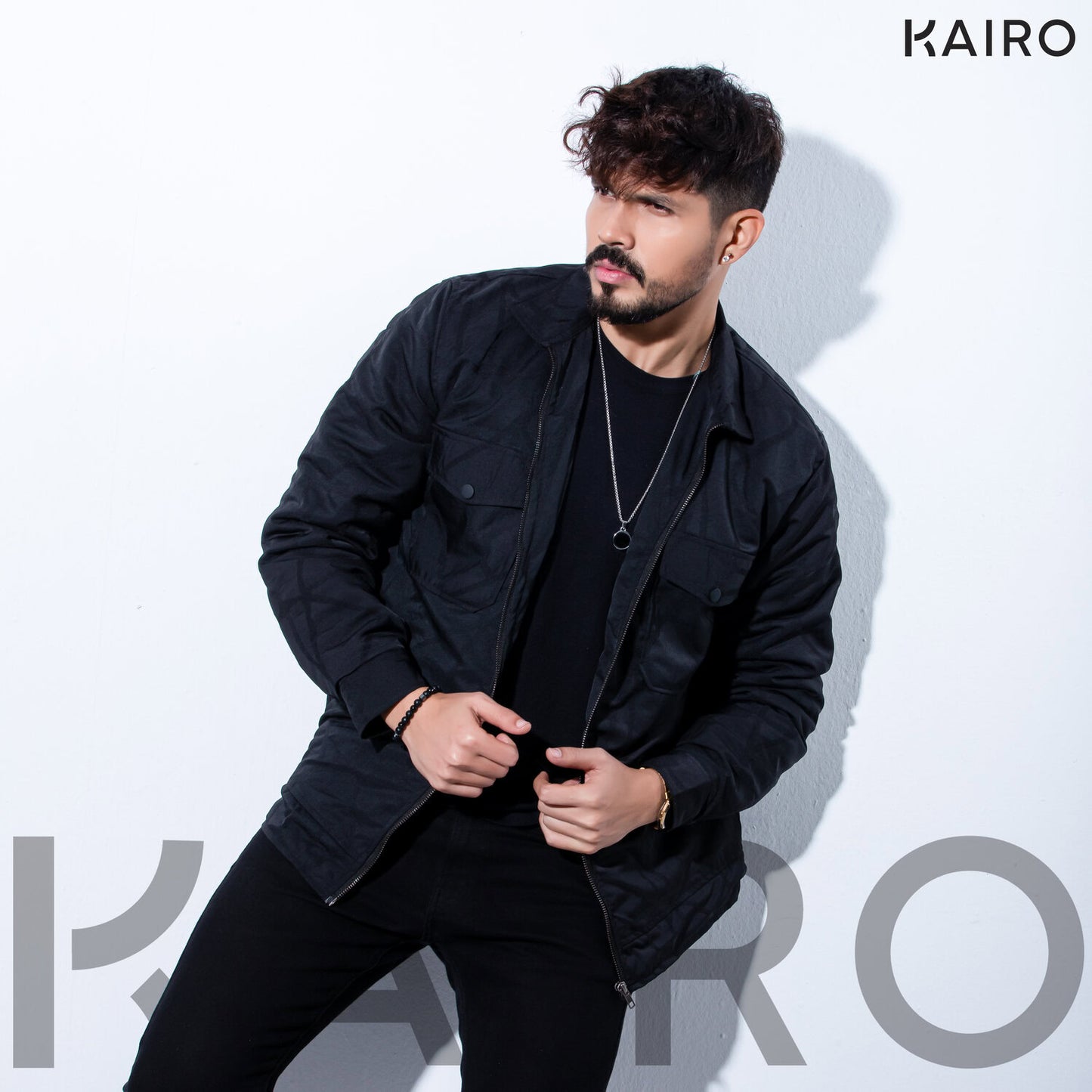 Black Patterned Weave Performance Jacket