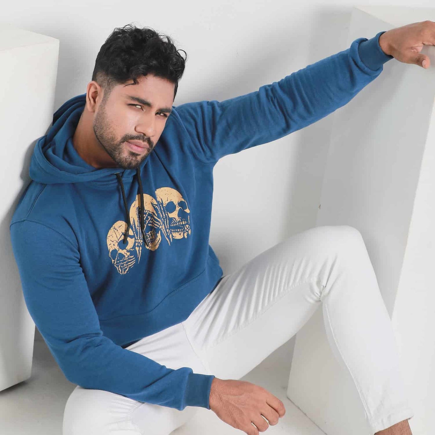 Blue Skeleton Printed Men's Hoodie