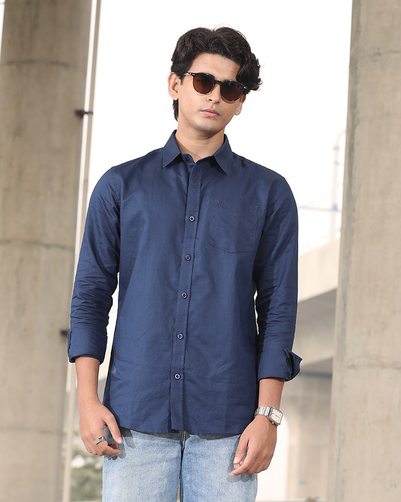 Blue Remi Cotton Full Sleeve Shirt – Kairo