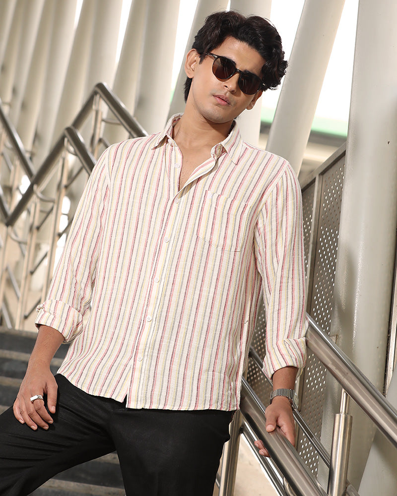 White, Red & Yellow Remi Cotton Check Full Sleeve Shirt – Kairo