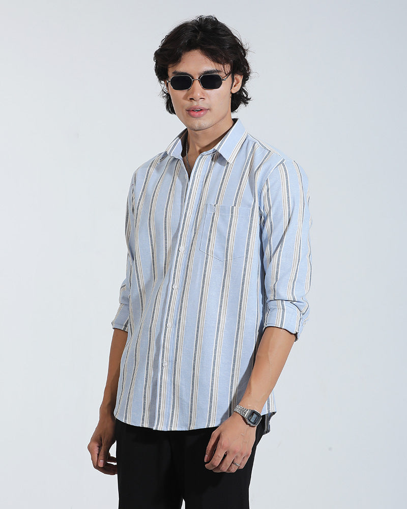 Sky blue Striped remicotton Cotton Full Sleeve Shirt – Kairo