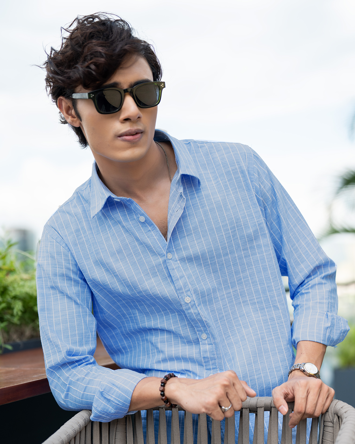 Violet Blue and White Remi Cotton Stripe Full Sleeve Shirt – Kairo