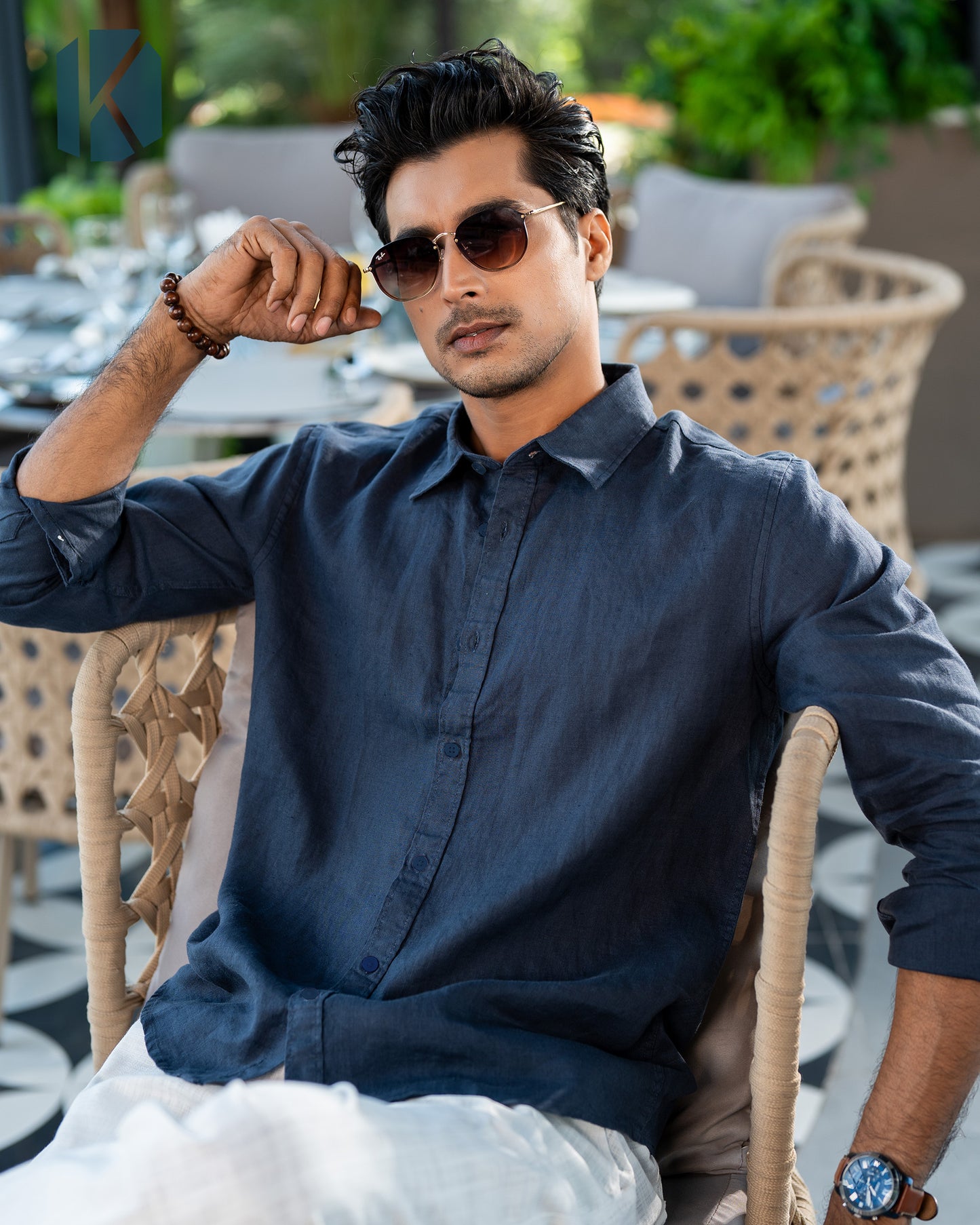 Navy Blue Remi Cotton Full Sleeve Shirt – Kairo