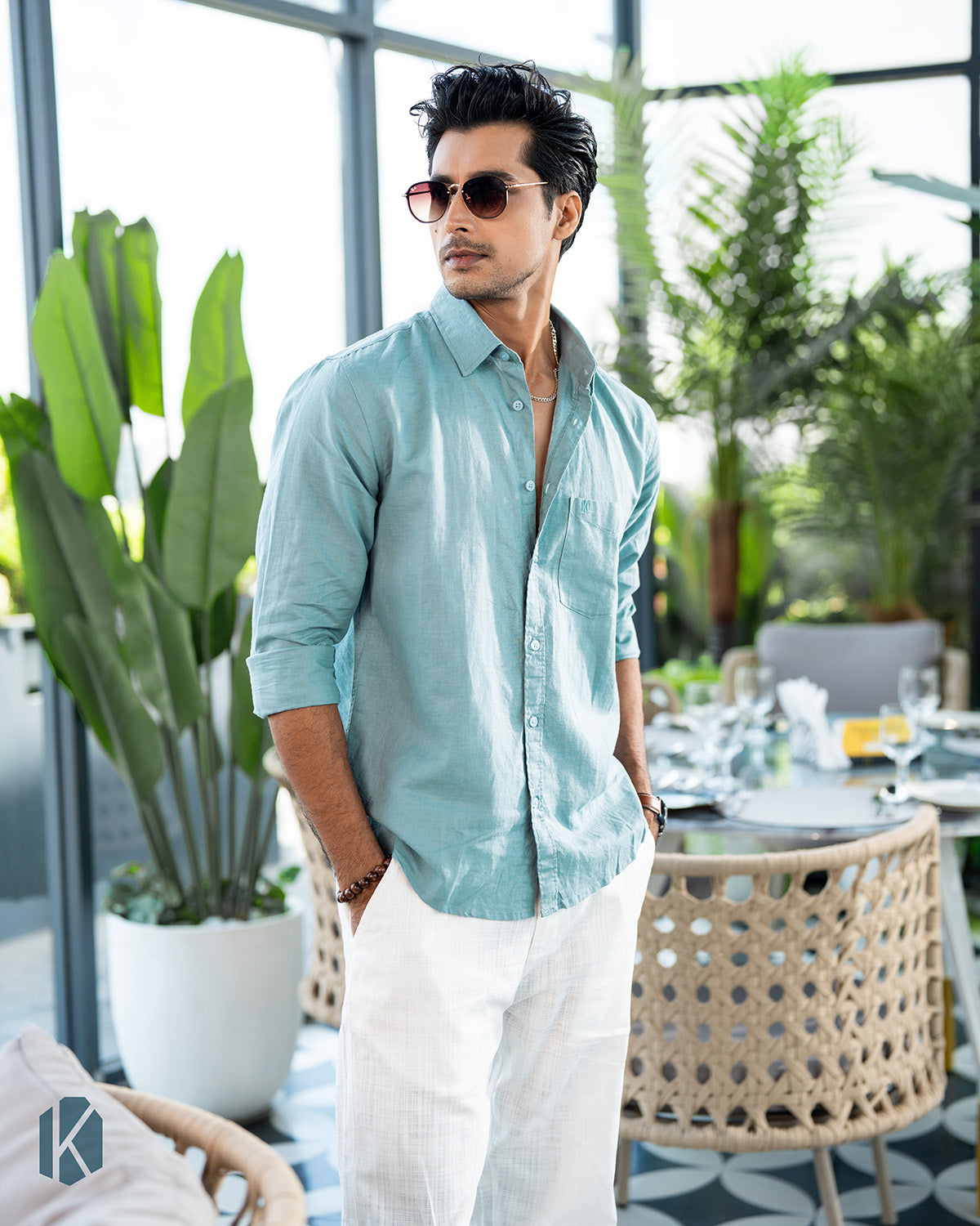 Stone Blue Remi Cotton Full Sleeve Shirt – Kairo