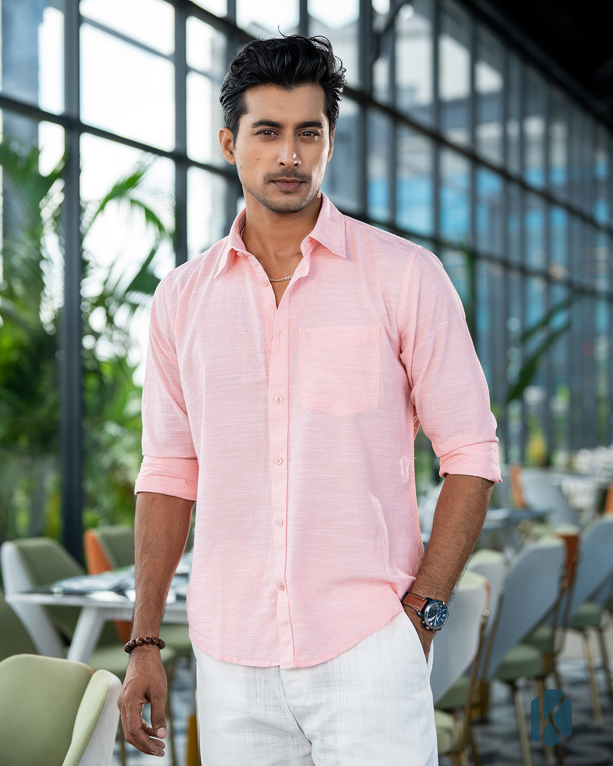 Soft Pink Remi Cotton Full Sleeve Shirt – Kairo
