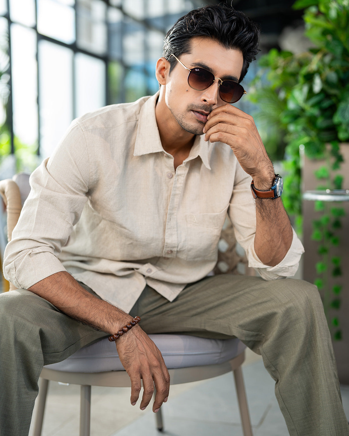 Beige Color Remi-Cotton Full Sleeve Shirt – Kairo