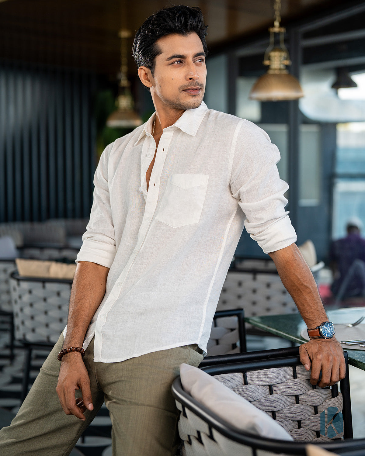 White Remi-Cotton Full Sleeve Shirt – Kairo