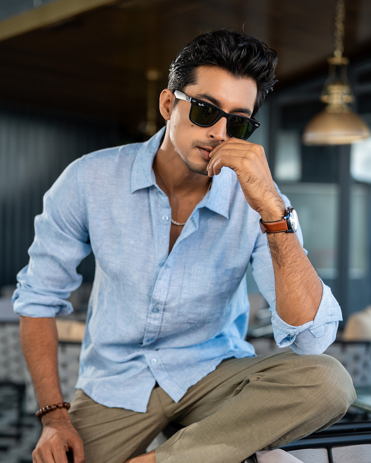 Sky Blue Remi Cotton Full Sleeve Shirt – Kairo