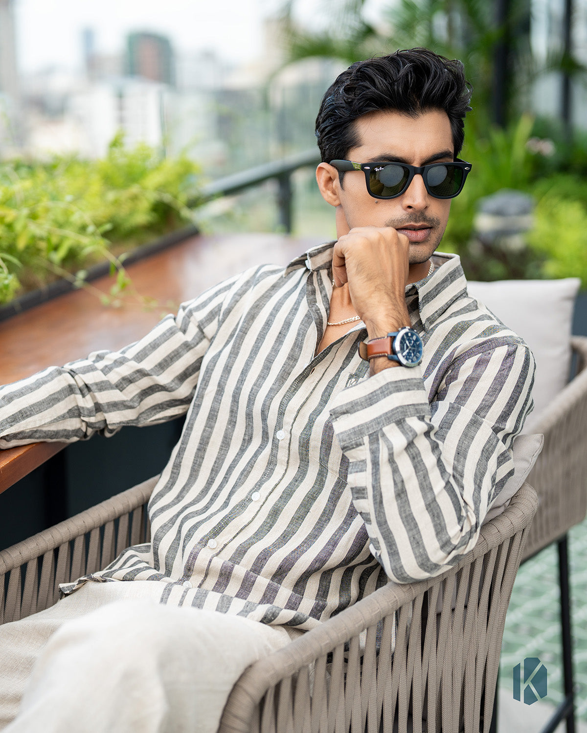 Black & Brown Striped Full-Sleeve Remi Cotton Shirt – Kairo