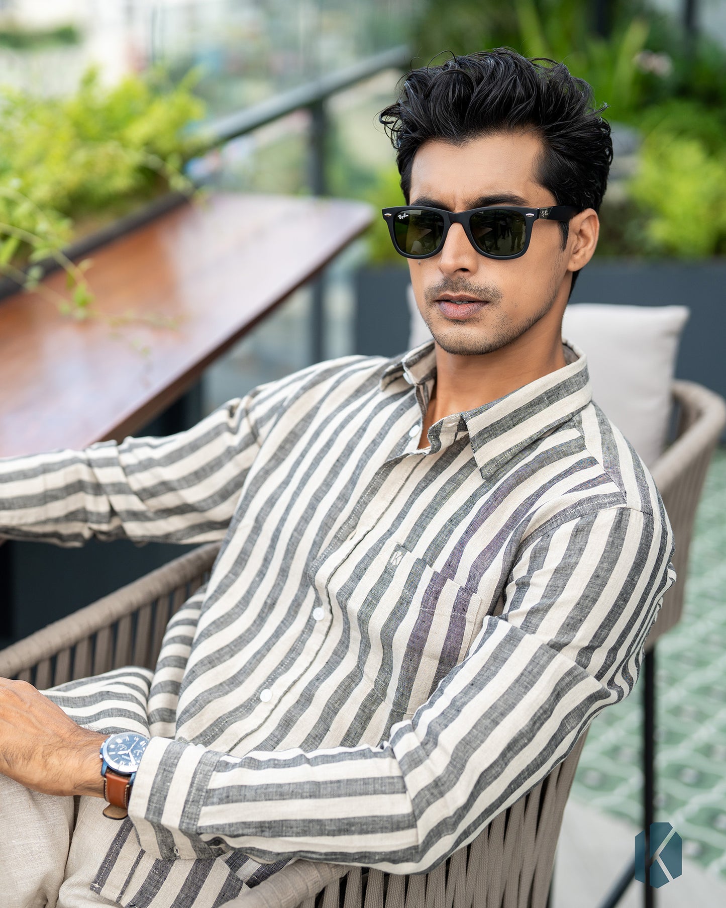 Black & Brown Striped Full-Sleeve Remi Cotton Shirt – Kairo