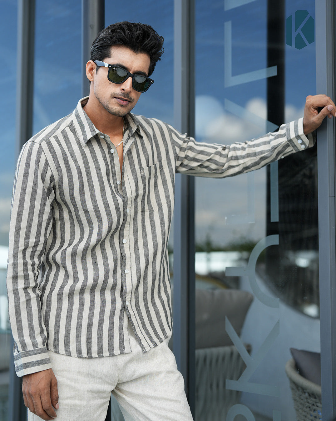 Black & Brown Striped Full-Sleeve Remi Cotton Shirt – Kairo