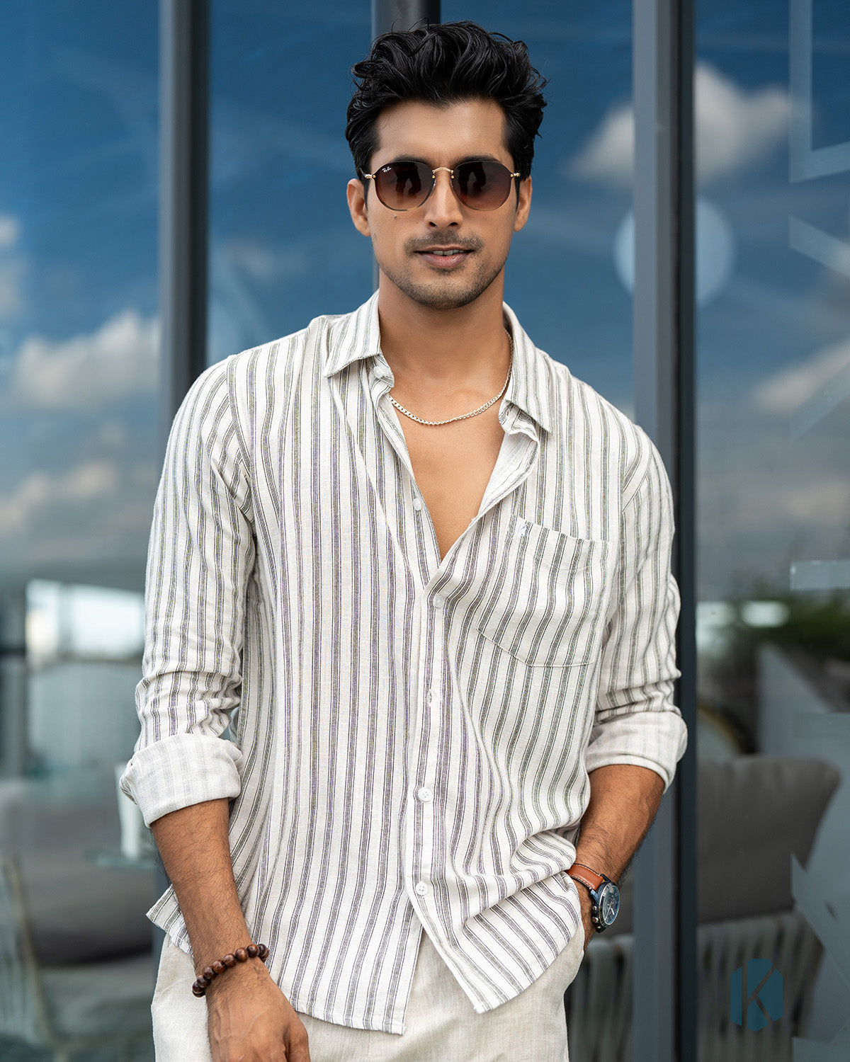 Black and Brown Remi Cotton Stripe Full Sleeve Shirt – Kairo