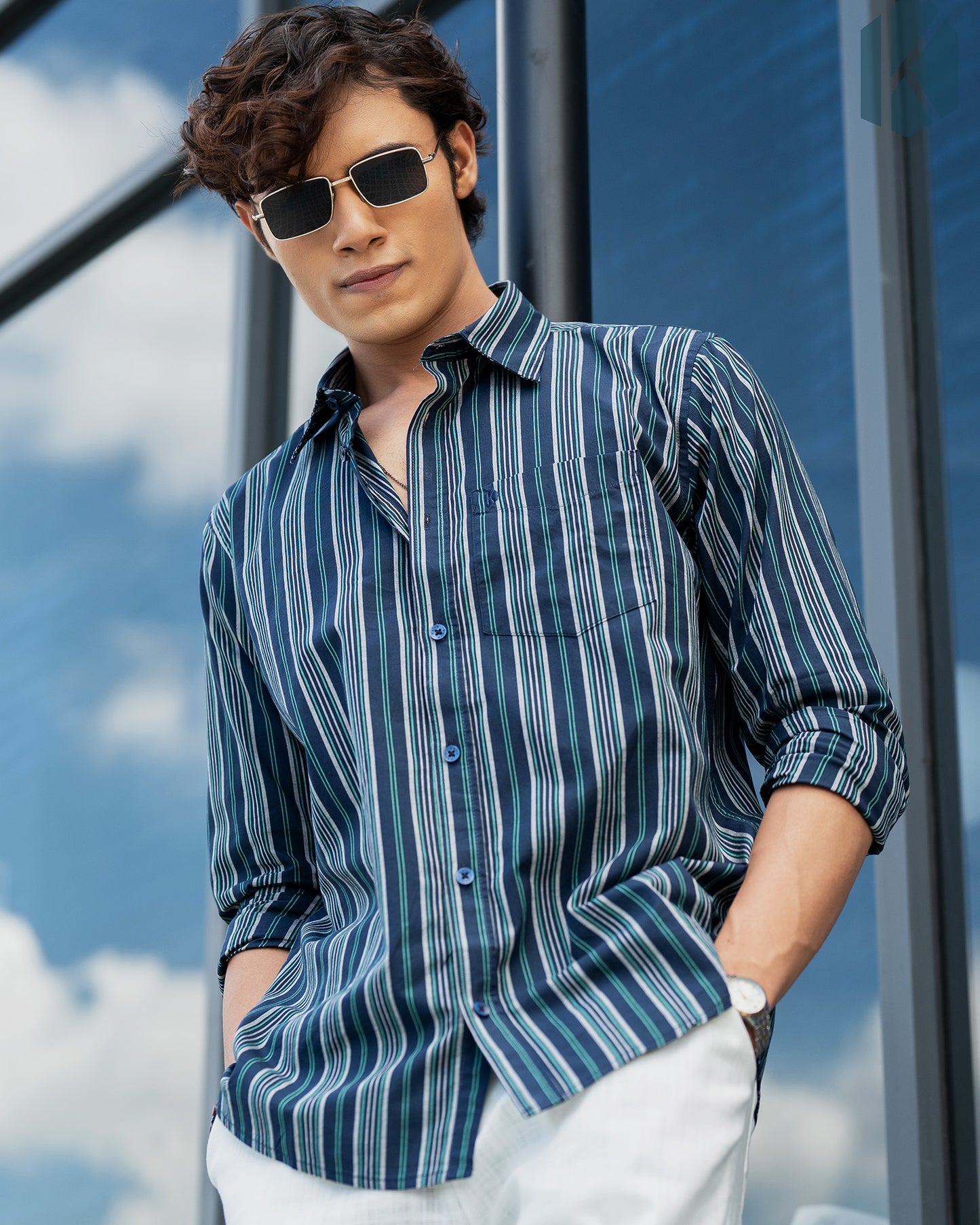 Black And Blue Cotton Full Sleeve Shirt – Kairo