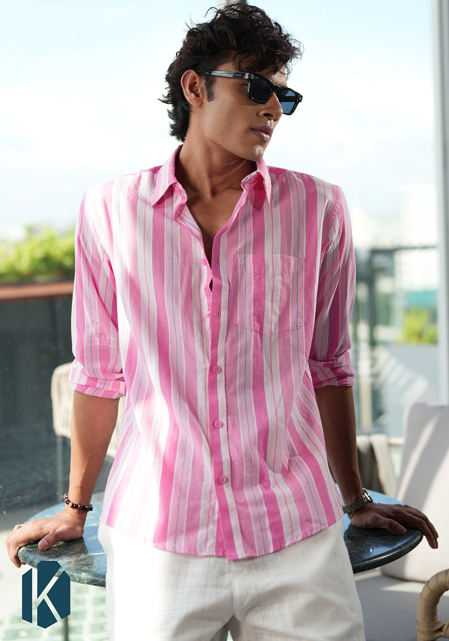 Pink & White Cotton Stripe Full Sleeve Shirt – Kairo