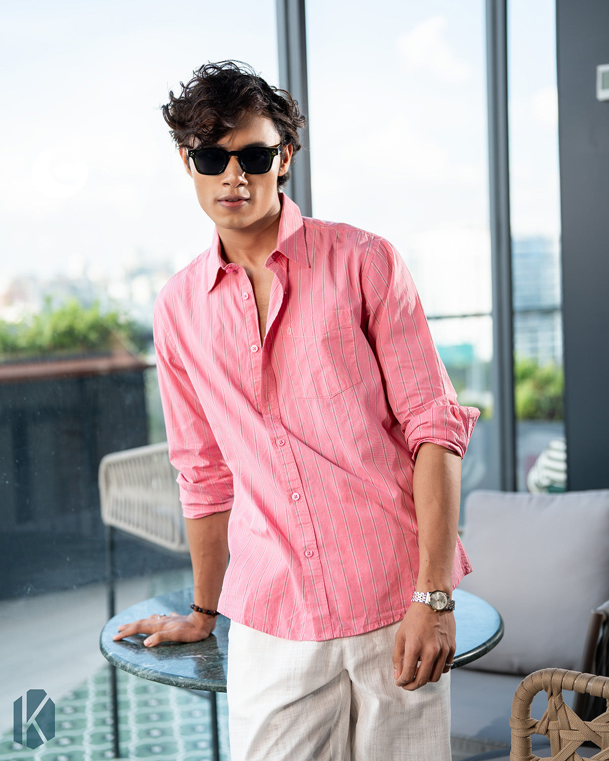 Pink And Red Cotton Stripe Full Sleeve Shirt – Kairo