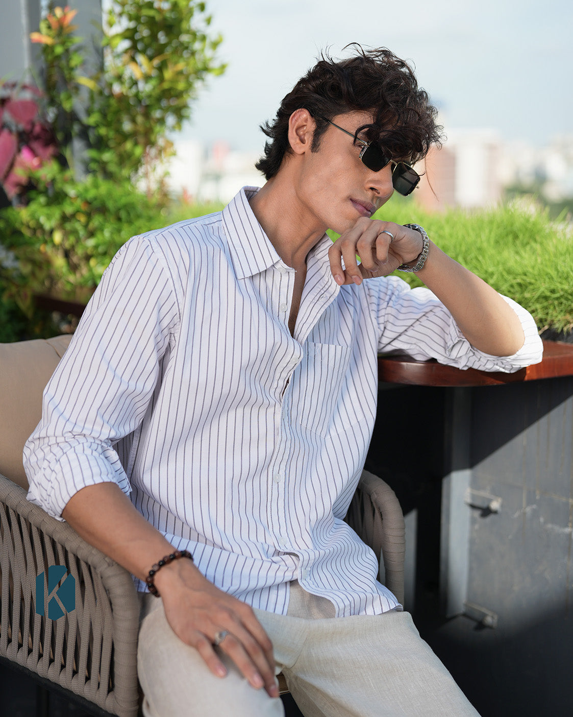 Black And White Striped Full Sleeve Remi-Cotton Shirt – Kairo