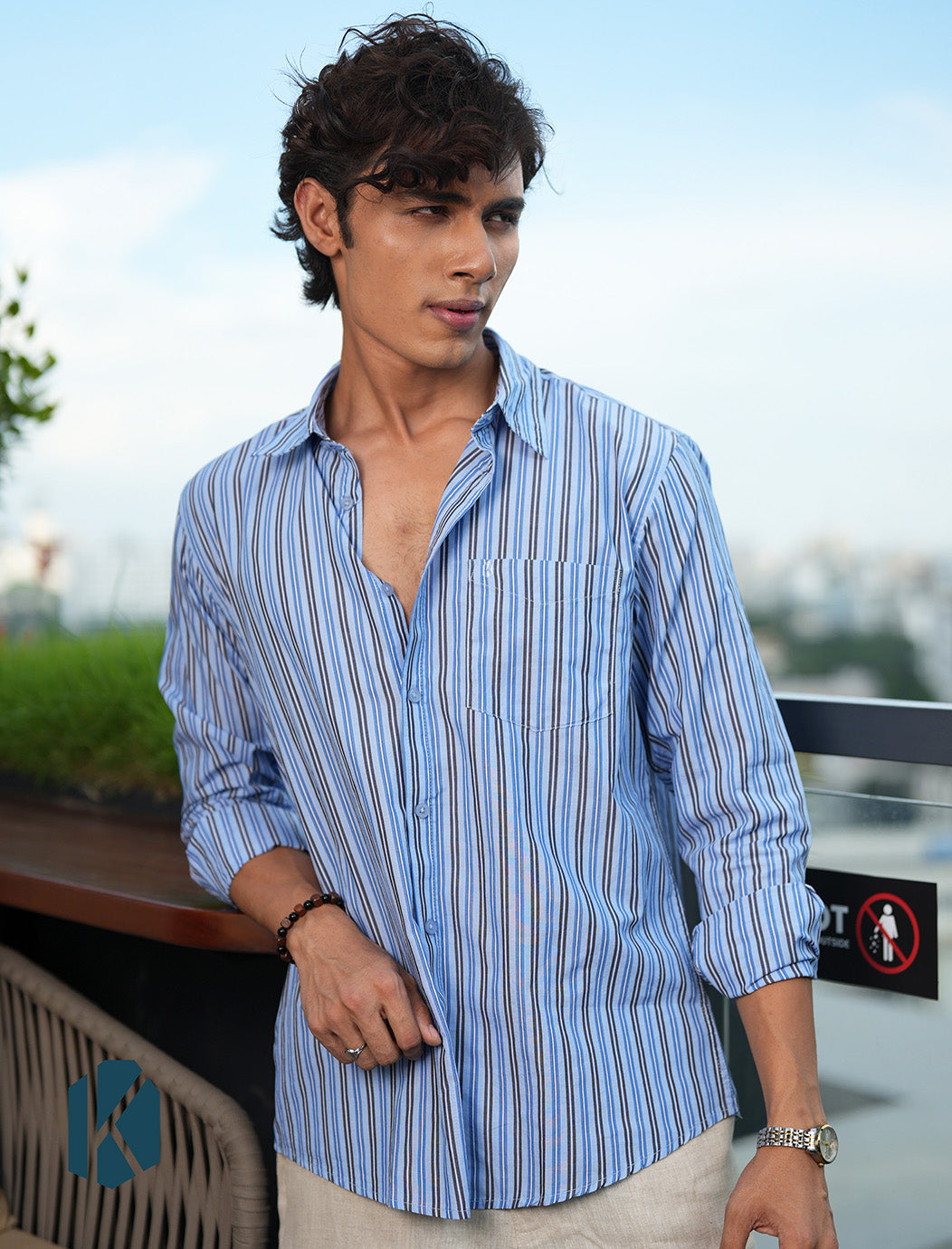 Blue - Black Stripes Full Sleeve Cotton Shirt – Kairo