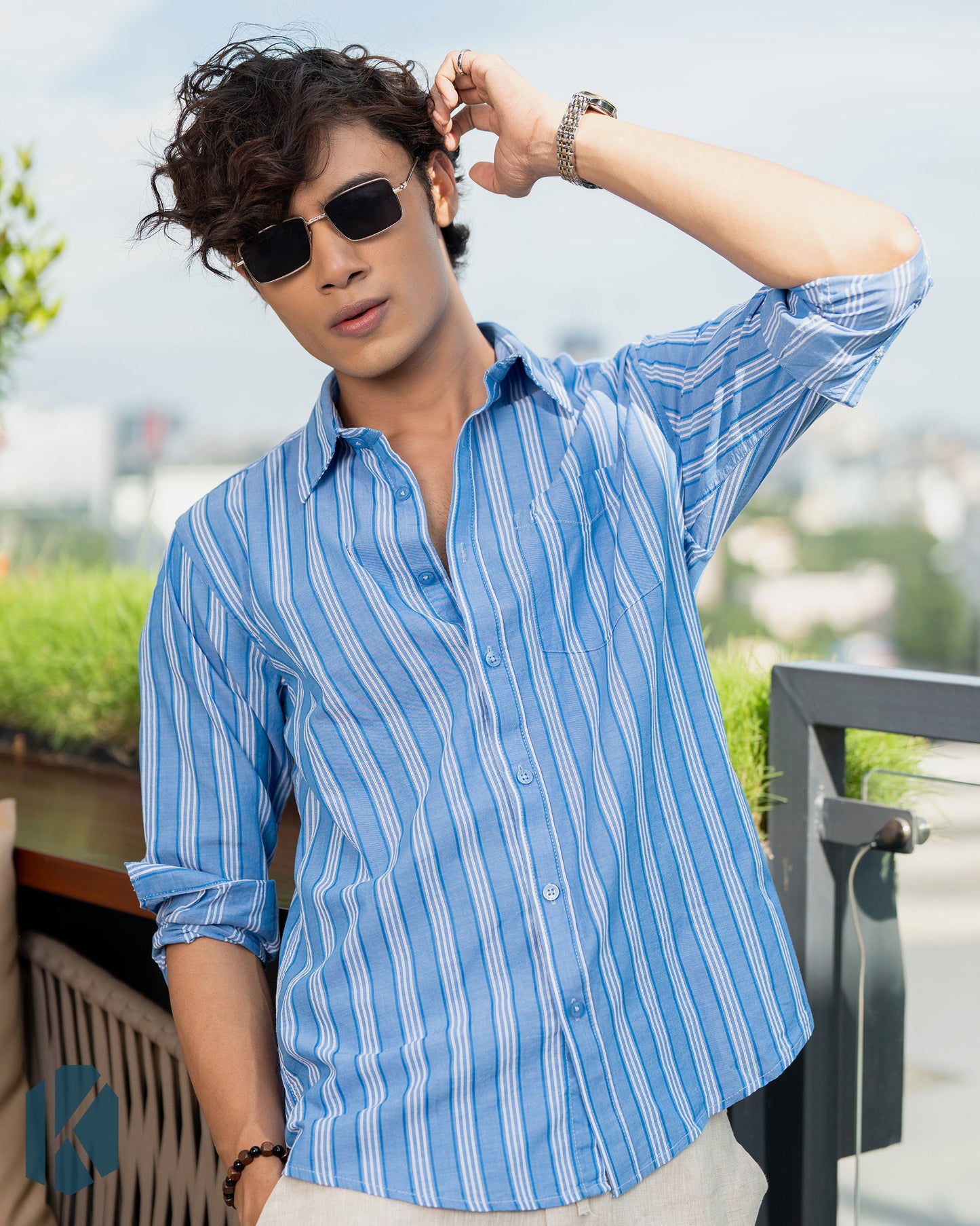 Tufts Blue and White Cotton Full Sleeve Shirt – Kairo