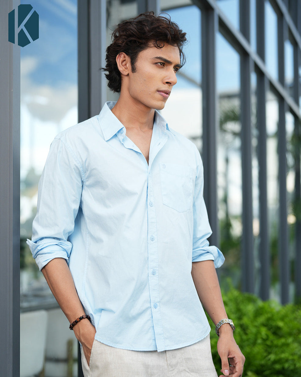Sky Blue Cotton Full Sleeve Cotton Shirt – Kairo