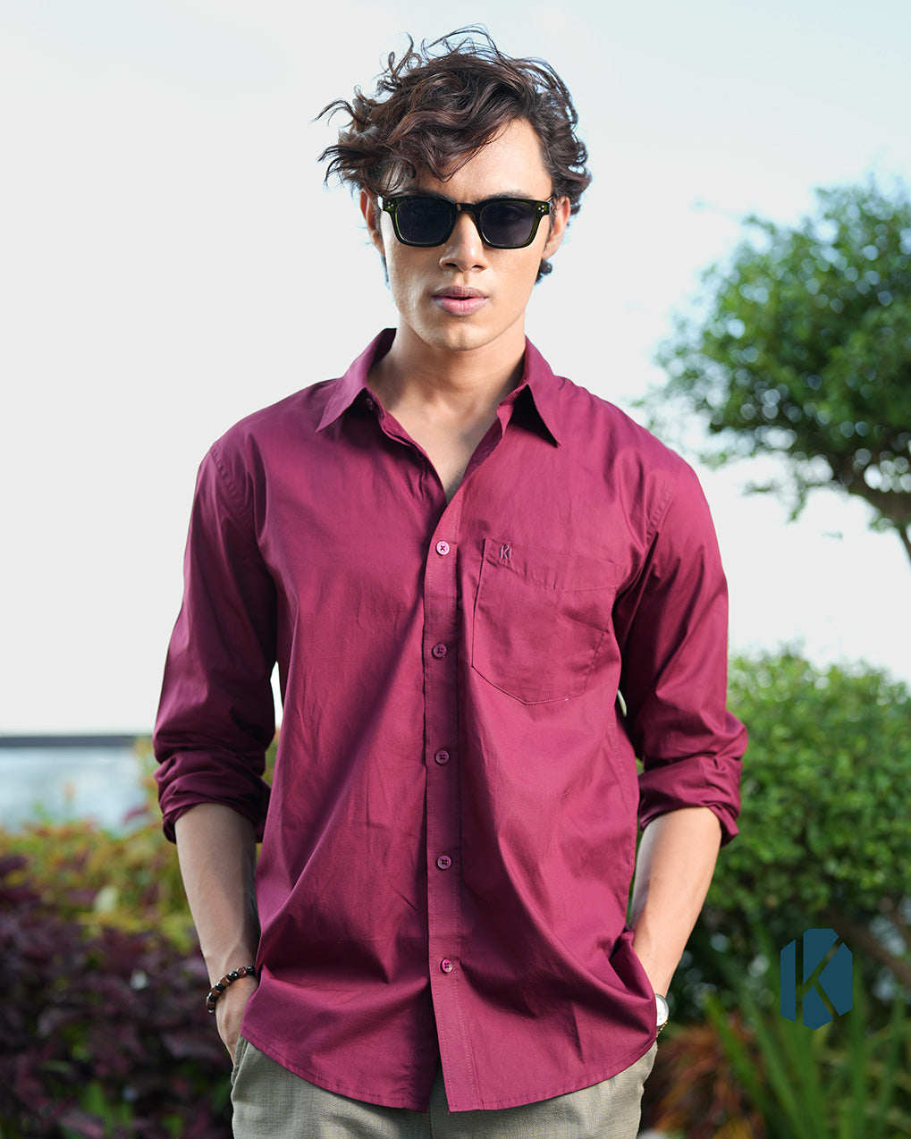 Maroon Color Cotton Full Sleeve Shirt – Kairo