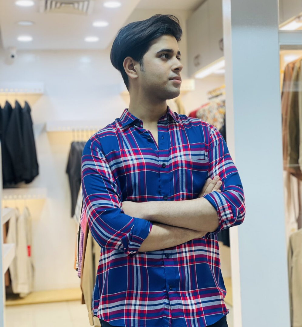 Blue and red check full sleeve shirt