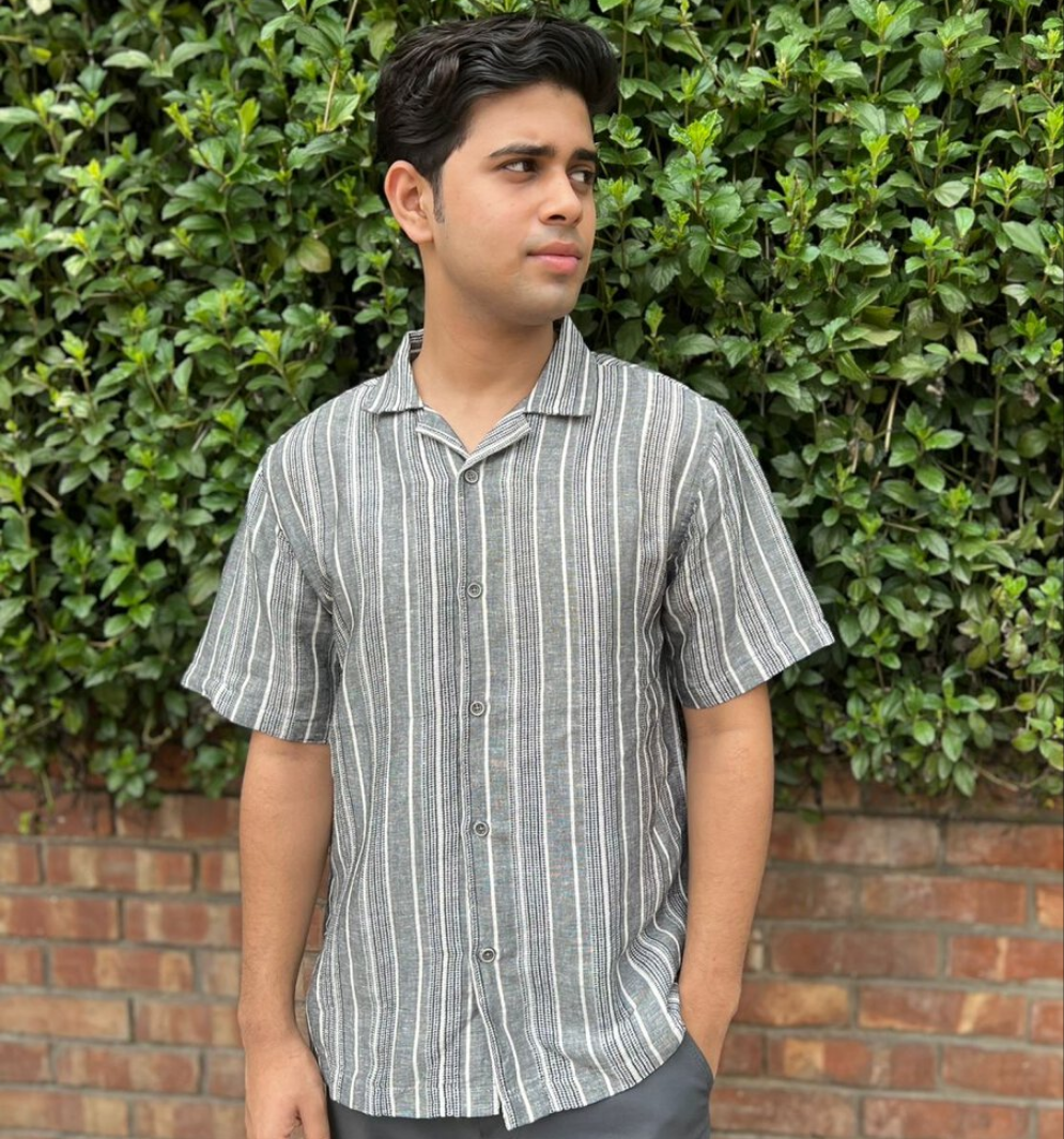 Gray Color Cotton Half sleeve shirt
