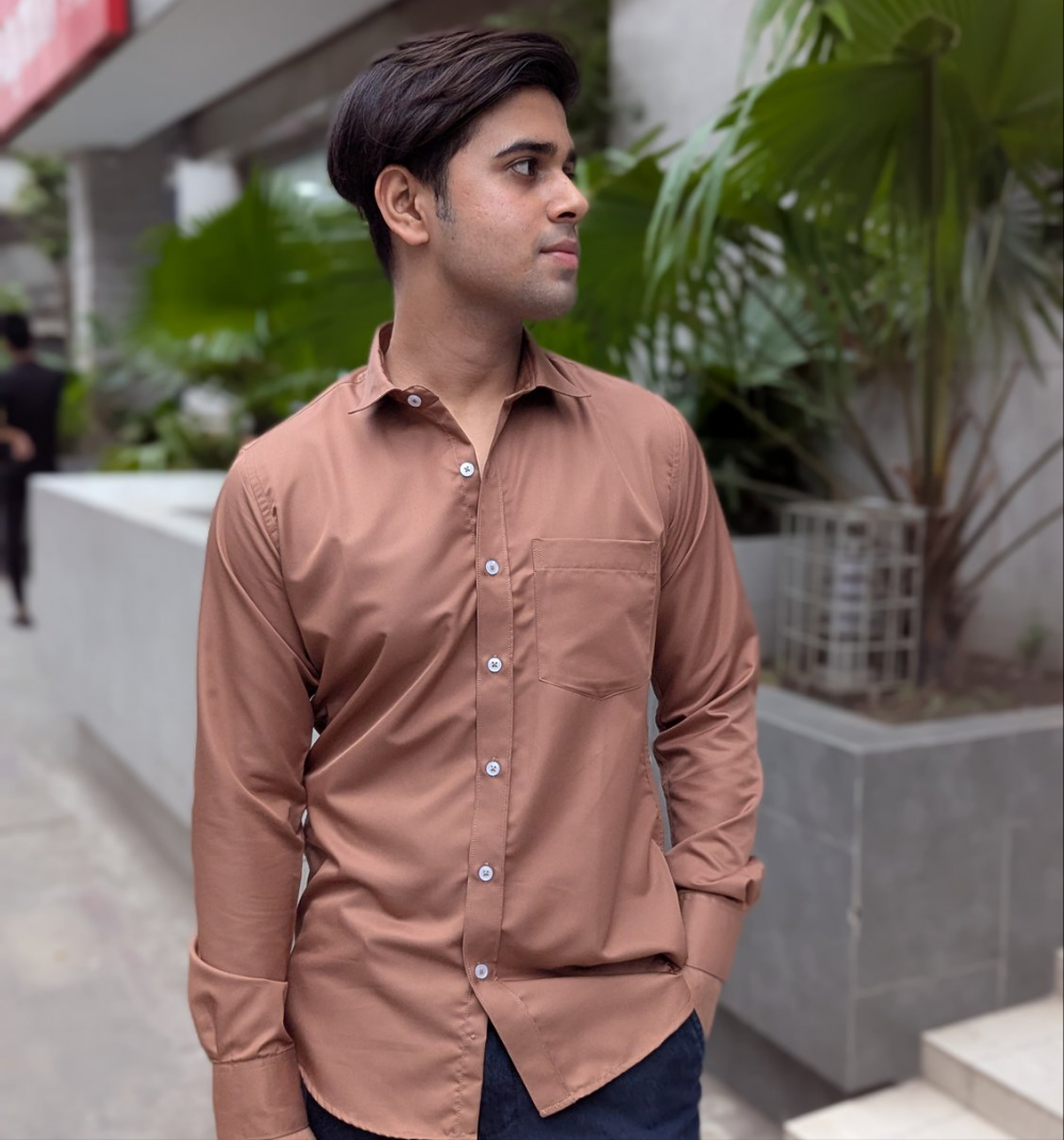 Coffee color full sleeve shirt.