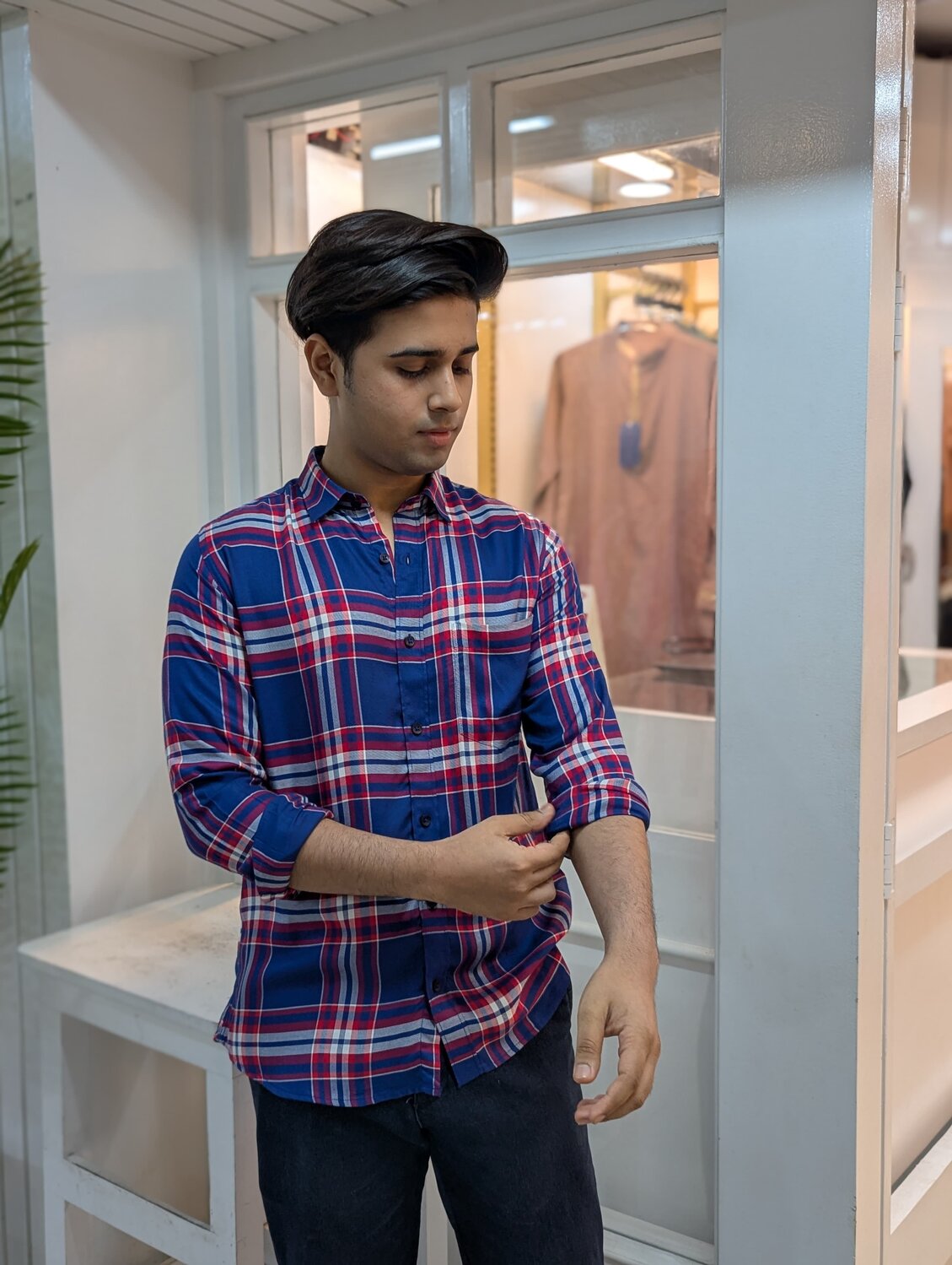 Blue and red check full sleeve shirt