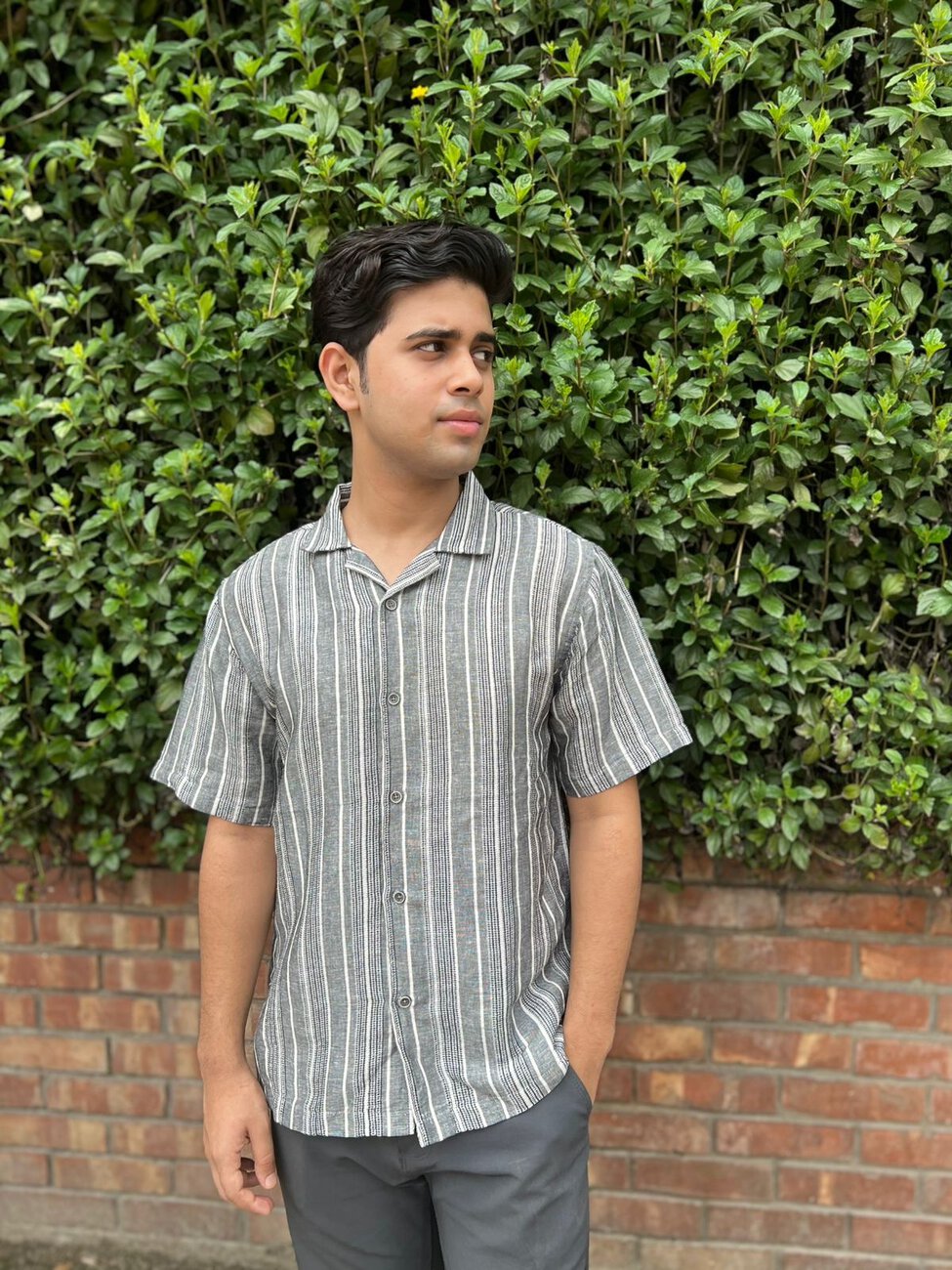 Gray Color Cotton Half sleeve shirt