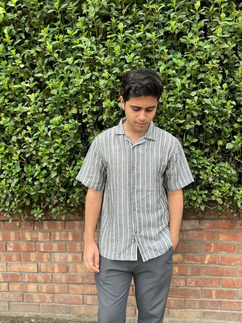 Gray Color Cotton Half sleeve shirt
