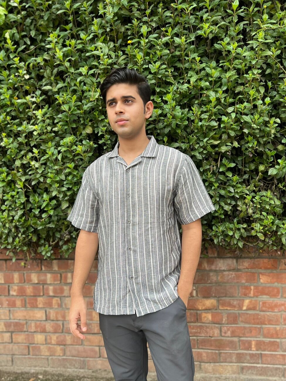 Gray Color Cotton Half sleeve shirt