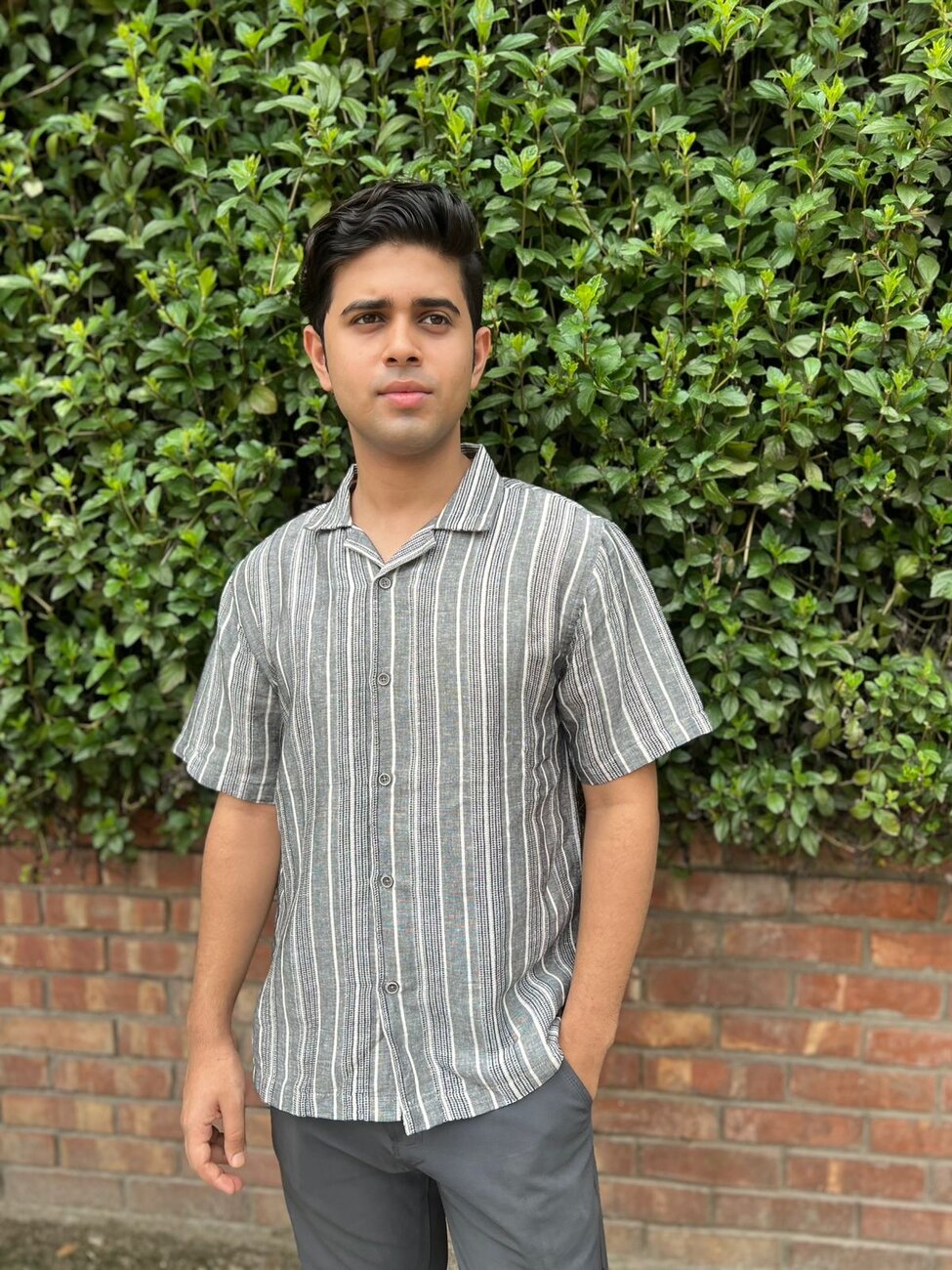 Gray Color Cotton Half sleeve shirt