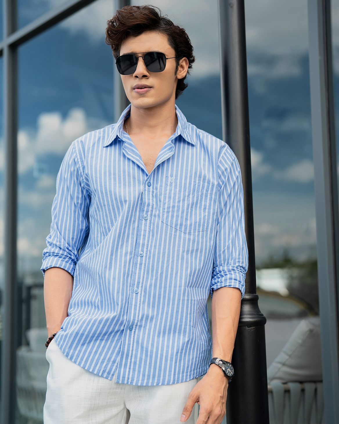 Blue and white stripes Full Sleeve Shirt – Kairo