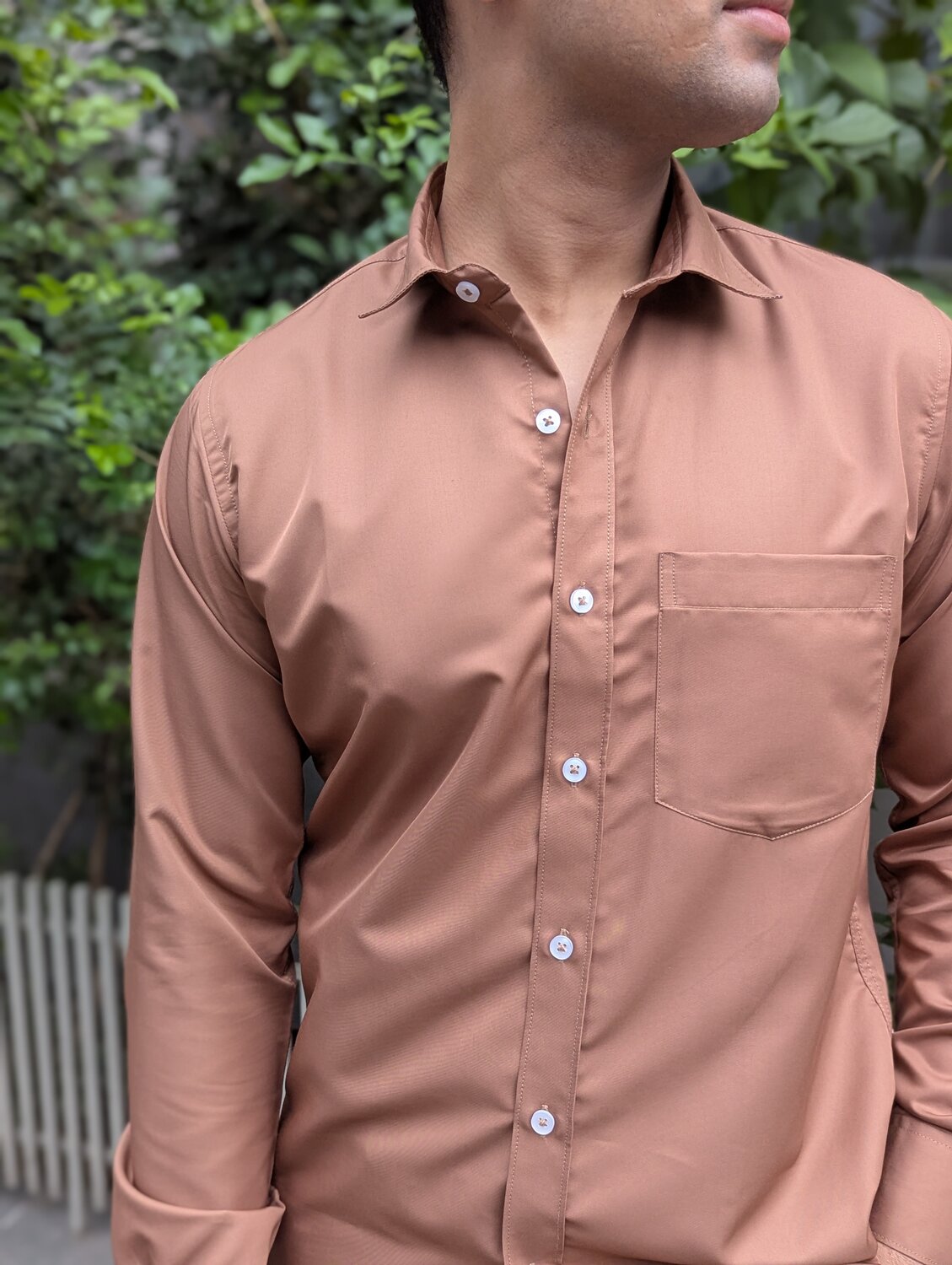 Coffee color full sleeve shirt.