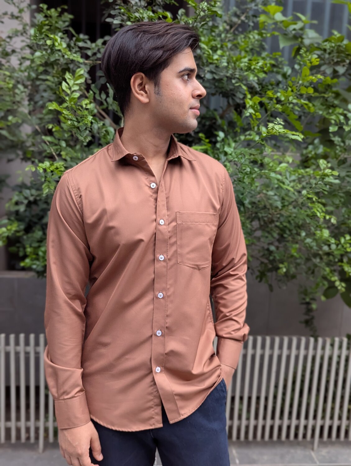 Coffee color full sleeve shirt.