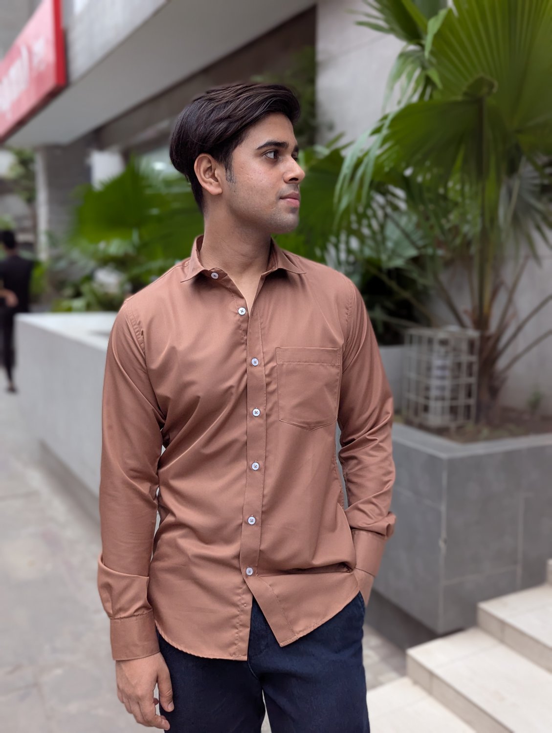 Coffee color full sleeve shirt.