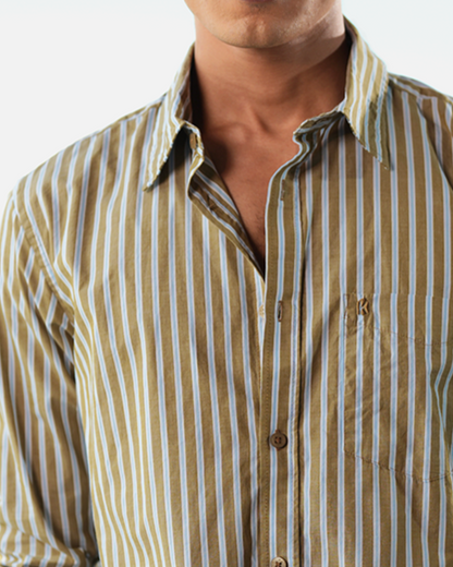 Brown And White  Cotton  Full Sleeve Shirt – Kairo