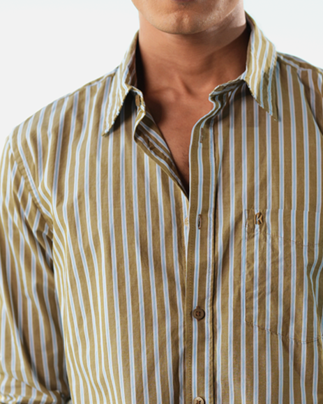 Brown And White  Cotton  Full Sleeve Shirt – Kairo