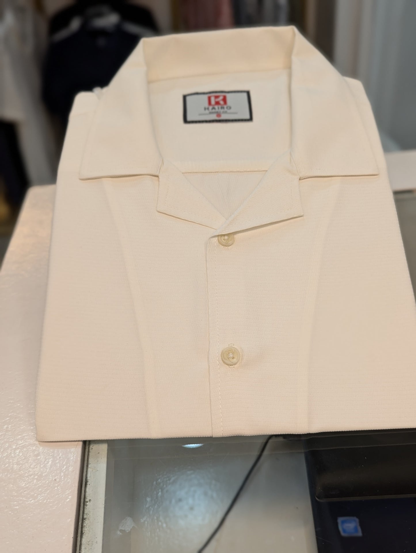 Purplish white Premium Chinese cuban half sleeve shirt